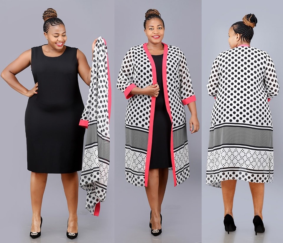 Knee length dress. Knee length dress.