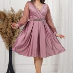 Knee-length dress.