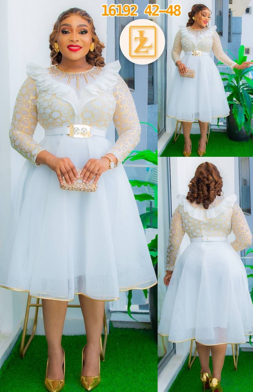 Knee length dress. Knee length dress.